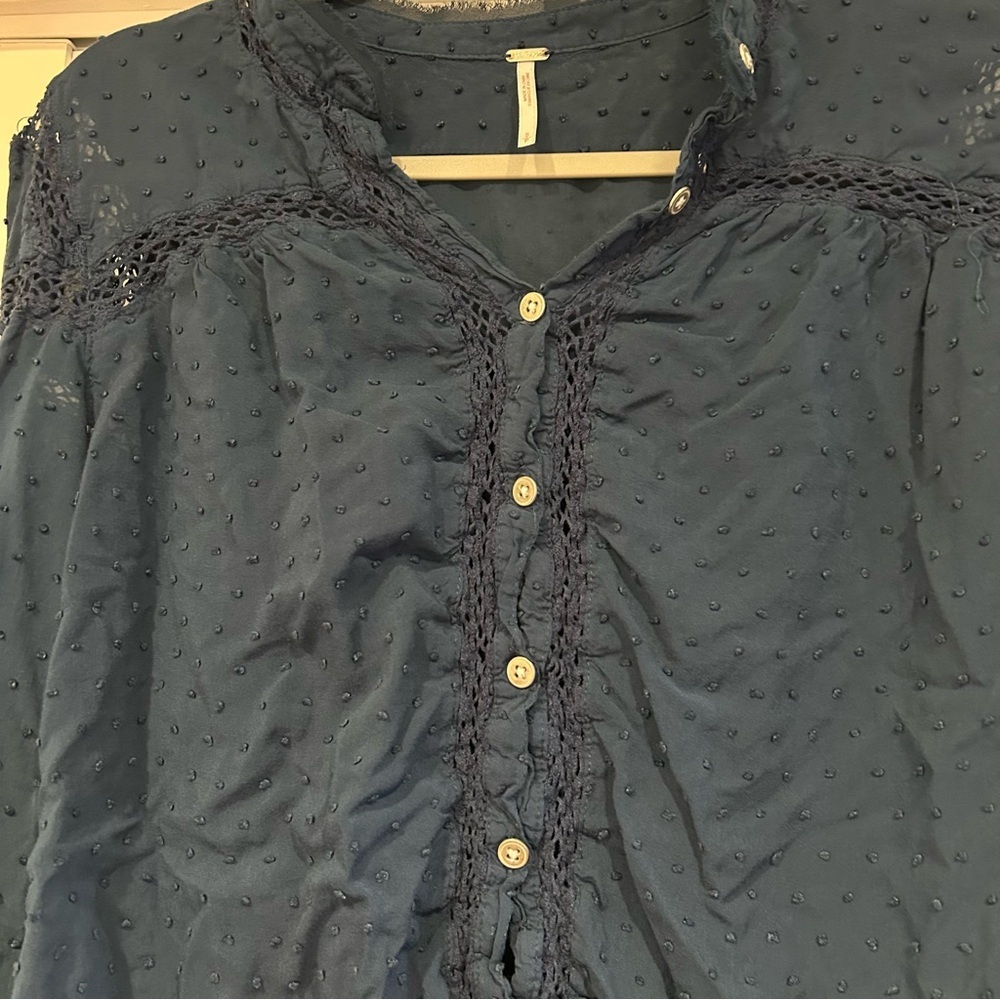 Small Free People Everyday Girl Swiss Dot Blouse - Picture 3 of 9